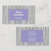Moderne Lines Lavendel Black Business Card Visitenkarte (Vorne/Hinten)