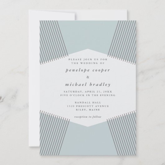 Moderne Lines Robin's Egg Blue Wedding Einladung (Vorderseite)