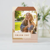 Moderne Lines Terracotta 2 Foto Abschluss Dankeskarte (Stehend Vorderseite)