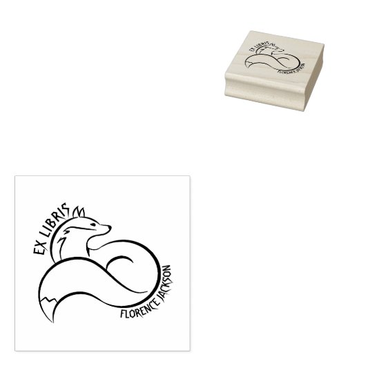Moderne Linie Art Fox Library Ex Libris Buch Gummistempel (Stempel)