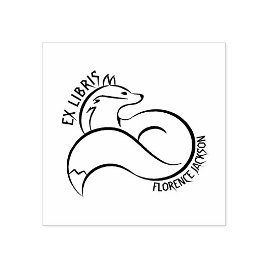 Moderne Linie Art Fox Library Ex Libris Buch Gummistempel (Prägung)