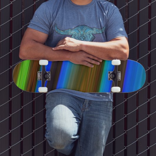 Moderne Linie Art Peacock Feather Colors Skateboard (Außenbereich 3)