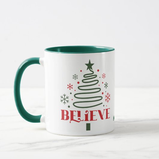 Moderne Linie Art Weihnachtsbaum glauben Tasse (Links)