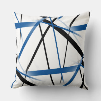 Moderne Linie Coole Geometrie Weiß Schwarz Blau Kissen
