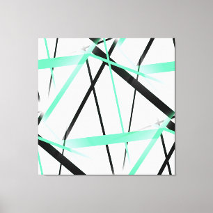 Moderne Linie Coole Geometrie Weiß Schwarz Pastell Leinwanddruck
