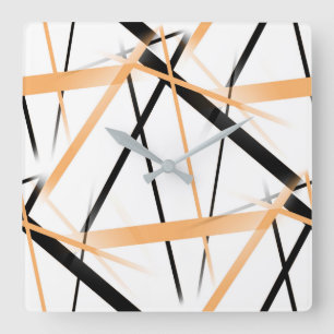 Moderne Linie Coole Geometrie Weiß Schwarz Tangeri Quadratische Wanduhr