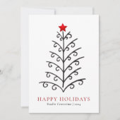 Moderne Linie Kunst Weihnachtsbaum Unternehmen Feiertagskarte (Vorderseite)
