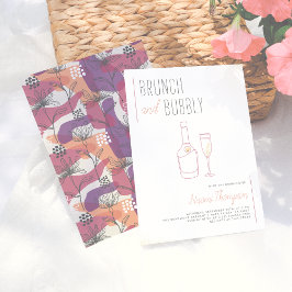 Moderne Linie Zeichne Gold Champagner Brunch & Bub Einladung