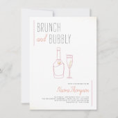 Moderne Linie Zeichne Gold Champagner Brunch & Bub Einladung (Vorderseite)