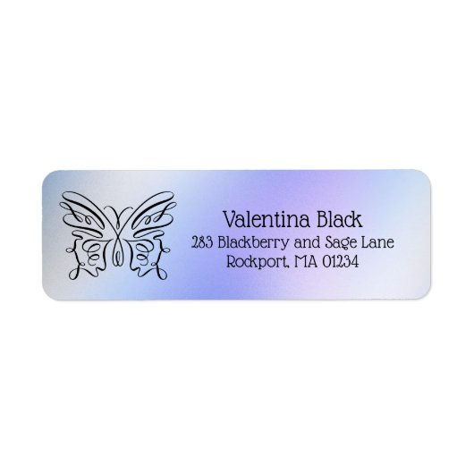 Moderne Linie Zeichnend Butterfly Blue Holographic (Vorne)