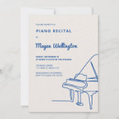 Moderne Linie Zeichnend Grand Piano Erwägung Einladung (Vorderseite)