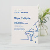 Moderne Linie Zeichnend Grand Piano Erwägung Einladung (Stehend Vorderseite)
