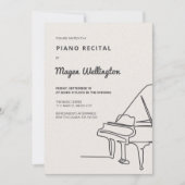 Moderne Linie Zeichnend Grand Piano Erwägung Einladung (Vorderseite)