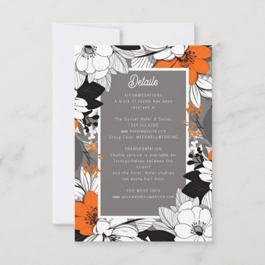 Moderne Linien-Blumenhochzeit RSVP Karte (Vorderseite)