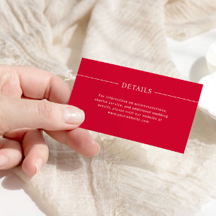 Moderne Linien Cherry Red Wedding Details Begleitkarte