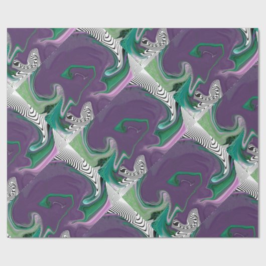 MODERNE LINIEN - FARBGRÜN LILA GESCHENKPAPIER (Flach)