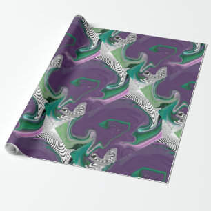 MODERNE LINIEN - FARBGRÜN LILA GESCHENKPAPIER