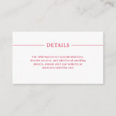 Moderne Linien Kirsche Rot und Weiß Hochzeiten Det Begleitkarte (Vorderseite)