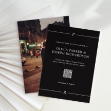 Moderne Linien und Monogram, schwarzer QR-Code und