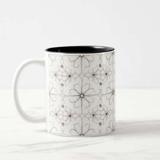 Moderne Linien zeichnend Blume Muster Tasse (Links)