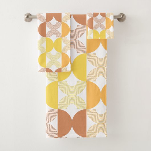 Moderne Linienkunst des 19. Jahrhunderts braun und Badhandtuch Set (Insitu)