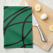 Moderne Linienkunst in Grün und Schwarz Geschirrtuch (Viertel Falte)