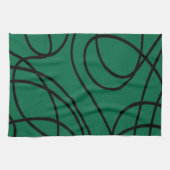Moderne Linienkunst in Grün und Schwarz Geschirrtuch (Horizontal)