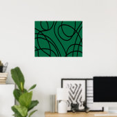 Moderne Linienkunst in Grün und Schwarz Poster (Heimbüro)