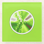 Moderne Linke Grüne Fraktal Kunst Glasuntersetzer (Vorderseite)