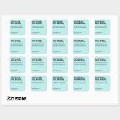 Moderne Links Blauer Text-Duftkerzenmarken Quadratischer Aufkleber (Blatt)