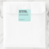Moderne Links Blauer Text-Duftkerzenmarken Quadratischer Aufkleber (Tasche)