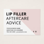 Moderne Lip Filler Aftercare Instructions Card (Vorderseite)