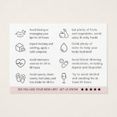 Moderne Lip Filler Aftercare Instructions Card (Rückseite)