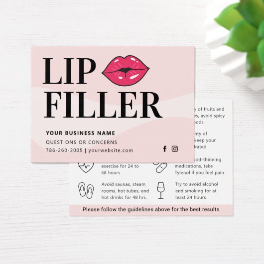 Moderne Lip Filler Aftercare Instructions Card (Schreibtisch)