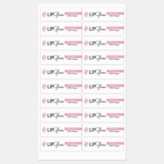 Moderne Lip Gloss Strawberry Branding Verpackung Etiketten (Blatt)