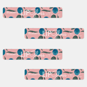 Moderne Lipgloss Blaubeer-Branding-Verpackung Rosa Etiketten