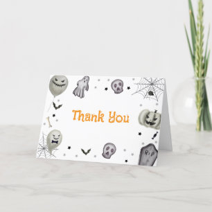 Moderne Little Boo Ghost Halloween Boy Baby Dusche Dankeskarte