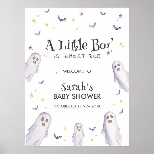 Moderne Little Boo Stars Ghost Baby Dusche Willkom Poster (Vorne)