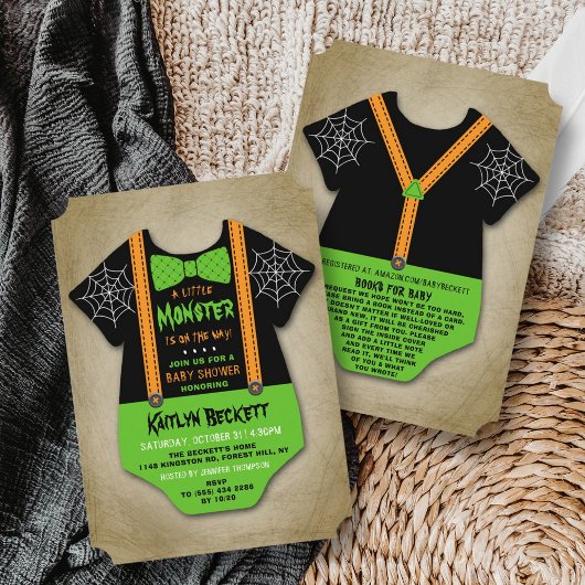 Moderne "Little Monster" Jungs Halloween Kinderdus Einladung