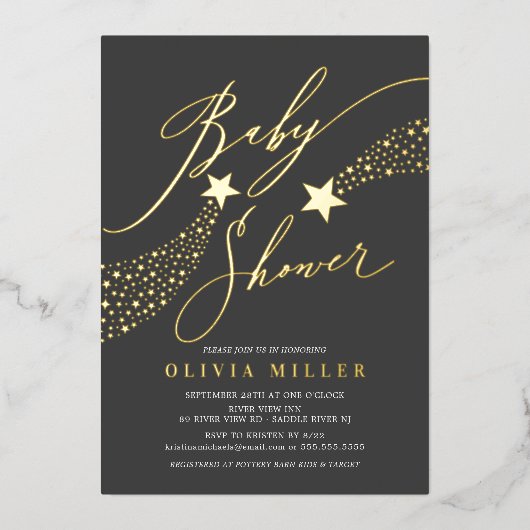 Moderne Little Star Foil Einladung (Vorderseite)