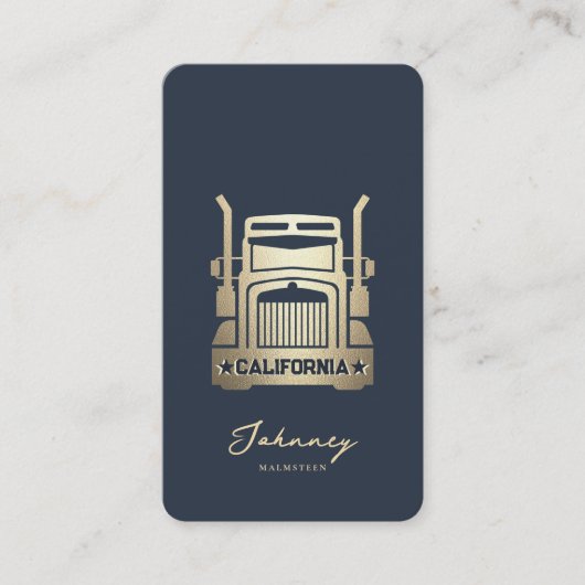 Moderne Lkw-Fahrer Monogramm Elegant Blue Gold Visitenkarte (Vorderseite)