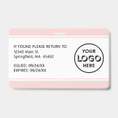Moderne Logo-Barcode-Blush-Pink-Mitarbeiter-Foto-I Ausweis (Rückseite)