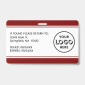 Moderne Logo-Barcode-Burgunder-Mitarbeiter-Foto-ID Ausweis (Rückseite)