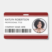 Moderne Logo-Barcode-Burgunder-Mitarbeiter-Foto-ID Ausweis (Vorderseite)