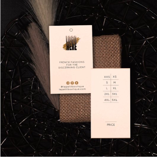 Moderne Logo-Bekleidungspreise mit Größenübersicht