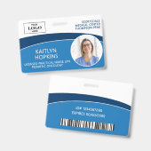 Moderne Logo-Foto-ID-Barcode-Krankenschwester-Name Ausweis (Vorder- & Rückseite)