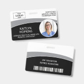 Moderne Logo-Foto-ID-Barcode-Krankenschwester-Name Ausweis (Vorder- & Rückseite)
