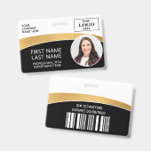 Moderne Logo-Foto-ID-Barcode-Mitarbeitername Ausweis (Vorder- & Rückseite)