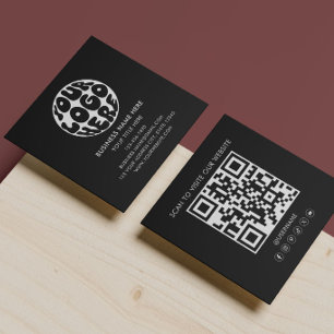 Moderne Logo-QR-Code benutzerdefiniertes Logo Schw Quadratische Visitenkarte