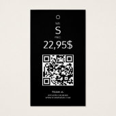 Moderne Logo Schwarz Weiß QR-Code Kleidungsanhänge (Rückseite)